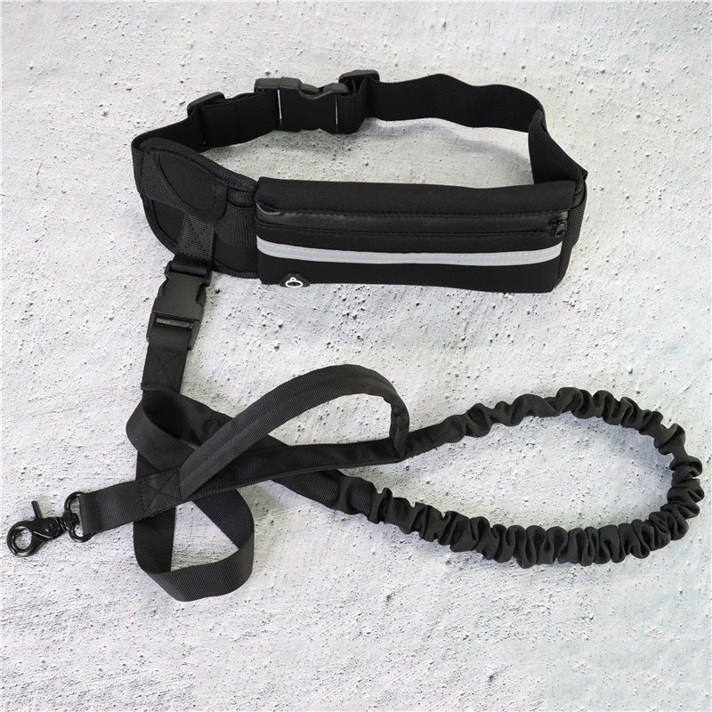 Hands-Free Dog Leash with Bungee, Phone Pocket, & Bottle